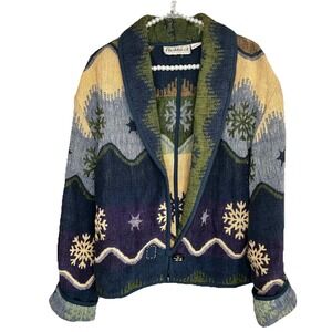 Vintage Flashback Tapestry Holiday Jacket Womens Large Christmas Southwestern‎